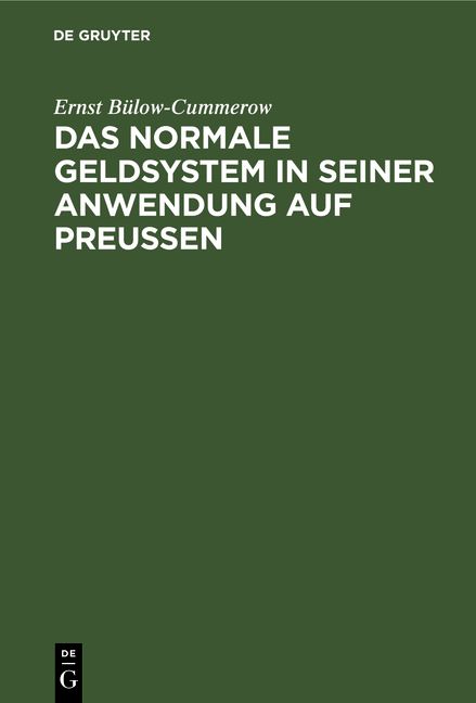 Produktbild: Das normale Geldsystem in seiner Anwendung auf Preu&szlig;en