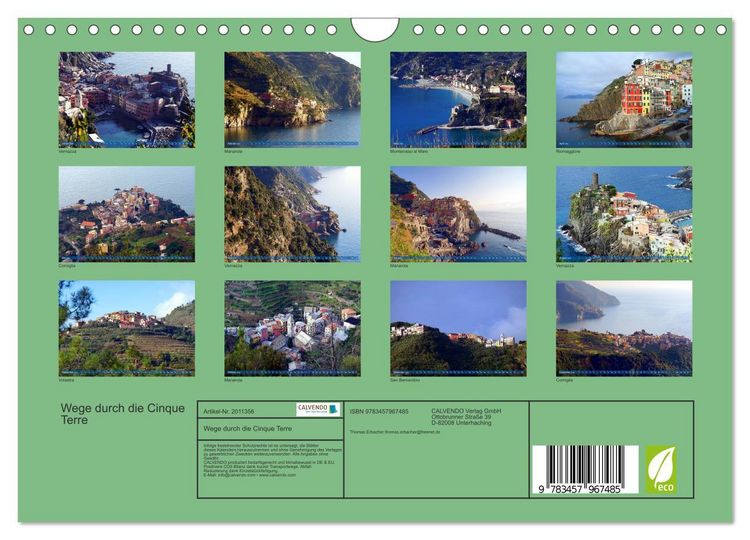 Produktbild: Wege durch die Cinque Terre (Wandkalender 2026 DIN A4 quer), CALVENDO Monatskalender