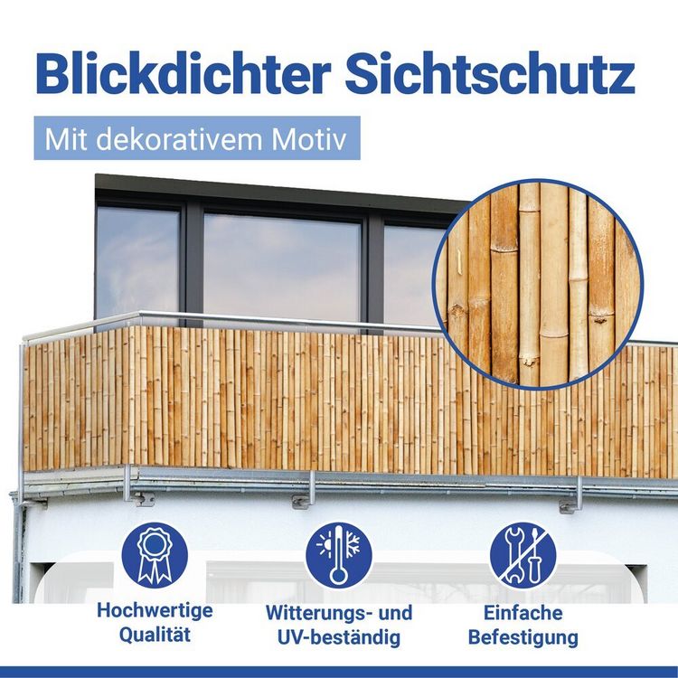 Balkon-Sichtschutz Mod. Bambus, 5 m, UV- und witterungsbestndig kaufen