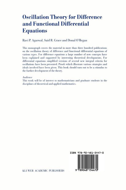 Produktbild: Oscillation Theory for Difference and Functional Differential Equations