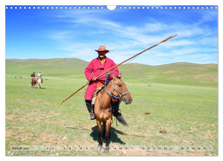 Produktbild: Pferde und Reiter der Mongolei (Wandkalender 2026 DIN A3 quer), CALVENDO Monatskalender