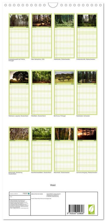 Produktbild: Familienplaner 2026 - Wald mit 5 Spalten (Wandkalender, 21 x 45 cm) CALVENDO