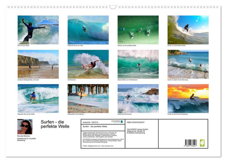 Produktbild: Surfen - die perfekte Welle (Wandkalender 2026 DIN A2 quer), CALVENDO Monatskalender