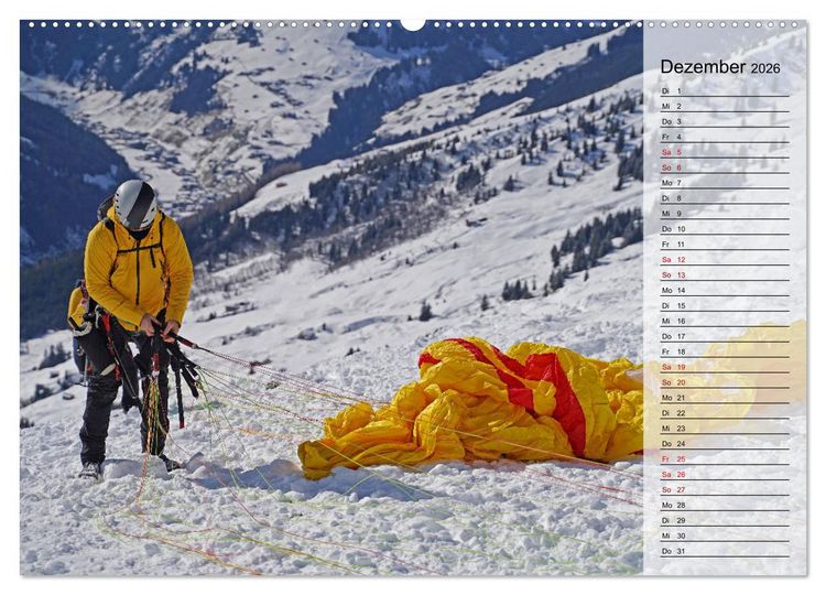 Produktbild: Gleitschirmfliegen in den Tuxer Alpen (hochwertiger Premium Wandkalender 2026 DIN A2 quer), Kunstdruck in Hochglanz