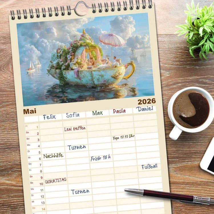 Produktbild: Familienplaner 2026 - Paradoxe fantastische Welten - M&auml;rchenhaft verspielt mit 5 Spalten (Wandkalender, 21 x 45 cm) CALVENDO