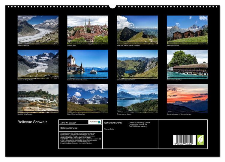 Produktbild: Bellevue Schweiz (hochwertiger Premium Wandkalender 2026 DIN A2 quer), Kunstdruck in Hochglanz