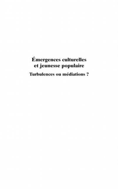 Produktbild: Emergences culturelles et jeunesse popul