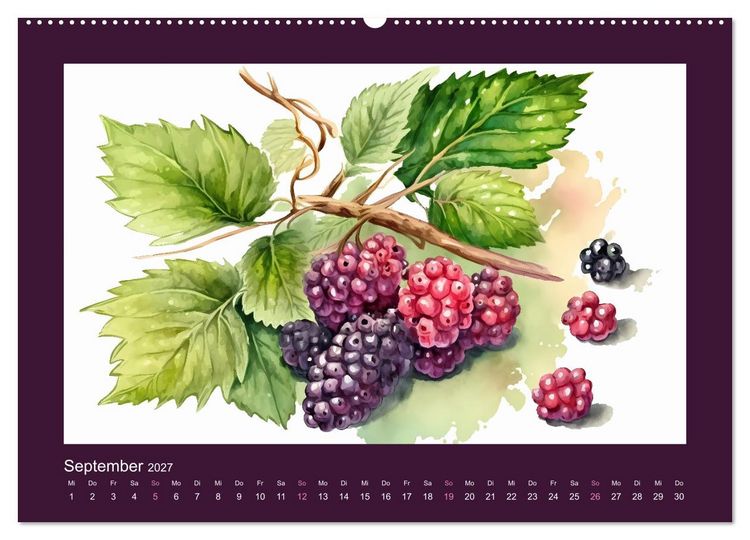 Produktbild: Fr&uuml;chte in Wasserfarben - Fruchtige KI-Kunst f&uuml;r das ganze Jahr (Wandkalender 2027 DIN A2 quer), CALVENDO Monatskalender