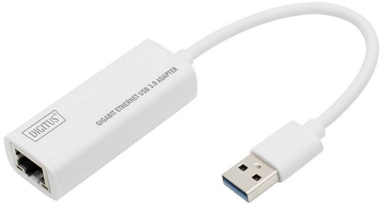 Produktbild: Digitus Netzwerk, USB 3.2 Gen 1 (USB 3.0) Adapter [1x USB 3.0 Stecker A - 1x RJ45] DN-3023 20.00 cm Geschirmt