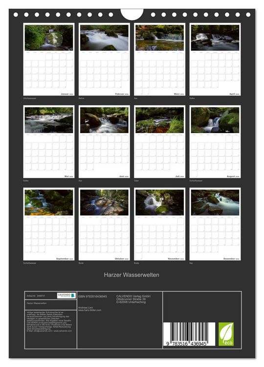 Produktbild: Harzer Wasserwelten (Wandkalender 2026 DIN A4 hoch), CALVENDO Monatskalender