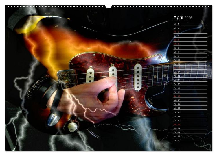 Produktbild: Rockgitarren Power (Wandkalender 2026 DIN A2 quer), CALVENDO Monatskalender