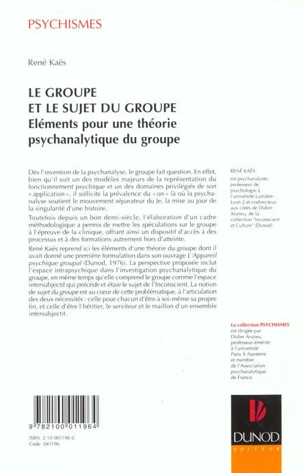 Produktbild: Le groupe et le sujet du groupe - &Eacute;l&eacute;ments pour une th&eacute;orie psychanalytique du groupe