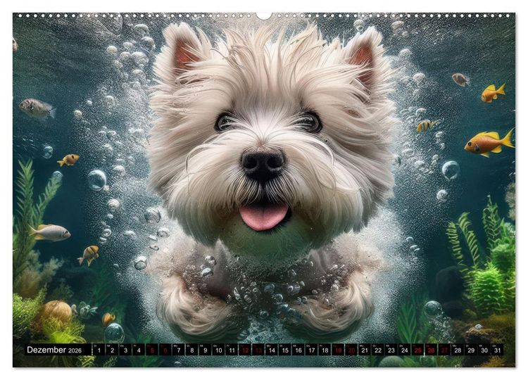 Produktbild: Badespa&szlig; - Hunde unter Wasser (hochwertiger Premium Wandkalender 2026 DIN A2 quer), Kunstdruck in Hochglanz
