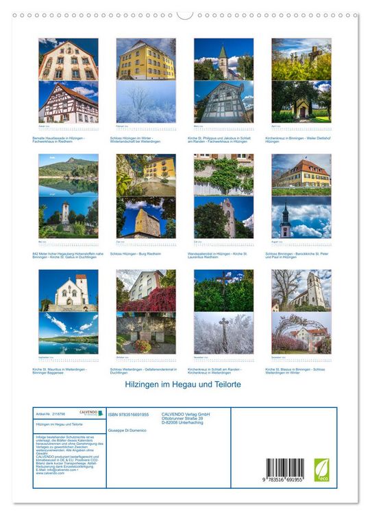 Produktbild: Hilzingen im Hegau und Teilorte (hochwertiger Premium Wandkalender 2026 DIN A2 hoch), Kunstdruck in Hochglanz