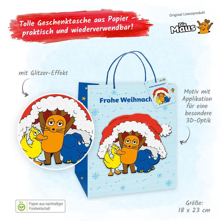 Produktbild: Tr&ouml;tsch Die Maus 3D-Geschenktasche Weihnachten medium