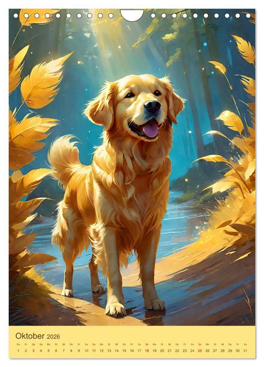 Produktbild: Golden Retriever. Kunstvolle Portr&auml;ts des beliebten Hundes (Wandkalender 2026 DIN A4 hoch), CALVENDO Monatskalender