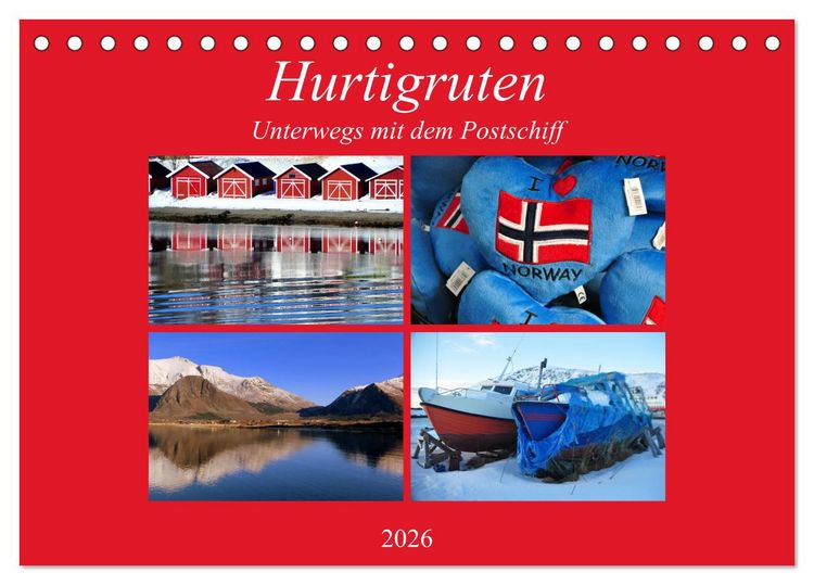 Produktbild: Hurtigruten - Unterwegs mit dem Postschiff (Tischkalender 2026 DIN A5 quer), CALVENDO Monatskalender