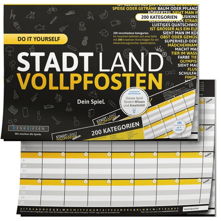 Bild vom Artikel Denkriesen - Stadt Land Vollpfosten® Do It Yourself Edition – "Dein Spiel." vom Autor Denis Görtz & Ricardo Barreto