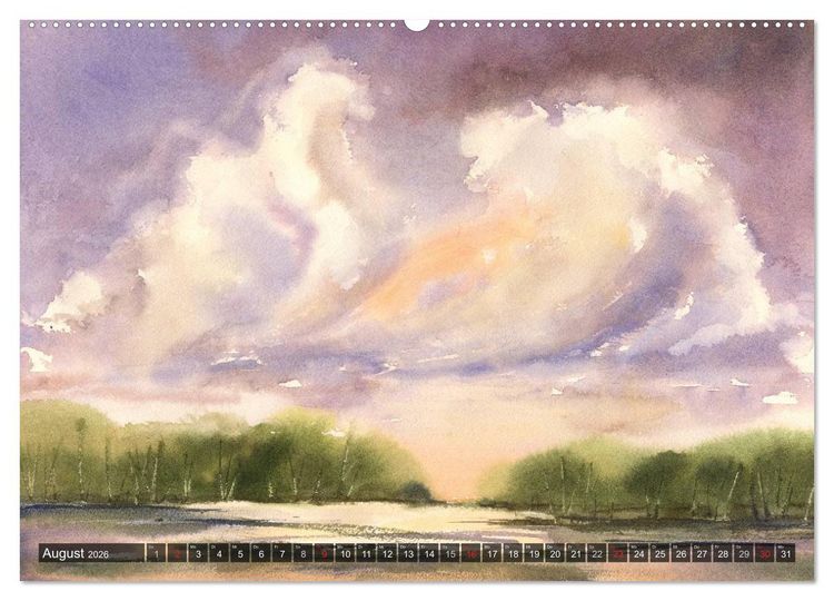 Produktbild: Landschaft in Aquarell (hochwertiger Premium Wandkalender 2026 DIN A2 quer), Kunstdruck in Hochglanz