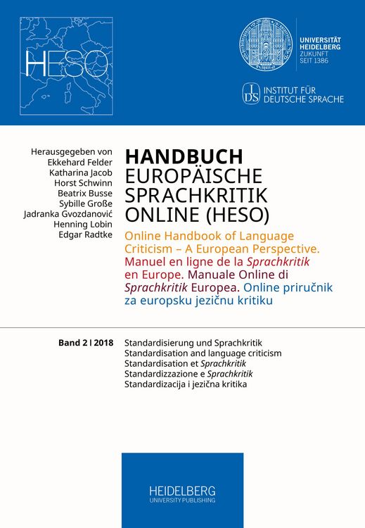 Produktbild: Handbuch Europ&auml;ische Sprachkritik Online (HESO) / Standardis