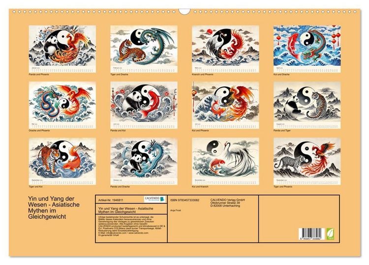 Produktbild: Yin und Yang der Wesen - Asiatische Mythen im Gleichgewicht (Wandkalender 2026 DIN A2 quer), CALVENDO Monatskalender