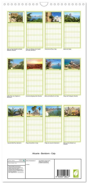 Produktbild: Familienplaner 2027 - Alicante - Benidorm - Calp mit 5 Spalten (Wandkalender, 21 x 45 cm) CALVENDO
