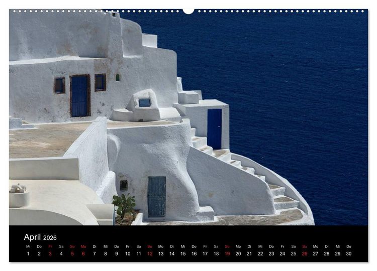 Produktbild: Santorini &ndash; Leben auf dem Vulkan (hochwertiger Premium Wandkalender 2026 DIN A2 quer), Kunstdruck in Hochglanz