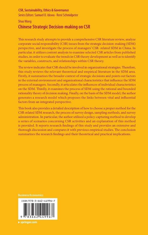 Produktbild: Chinese Strategic Decision-making on CSR