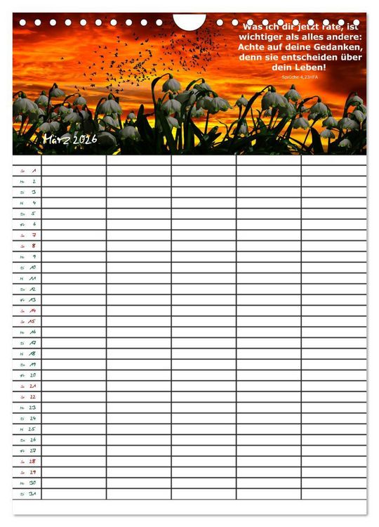 Produktbild: ein Planer mit biblischer Weisheit aus den Spr&uuml;chen Salomos (Wandkalender 2026 DIN A4 hoch), CALVENDO Monatskalender