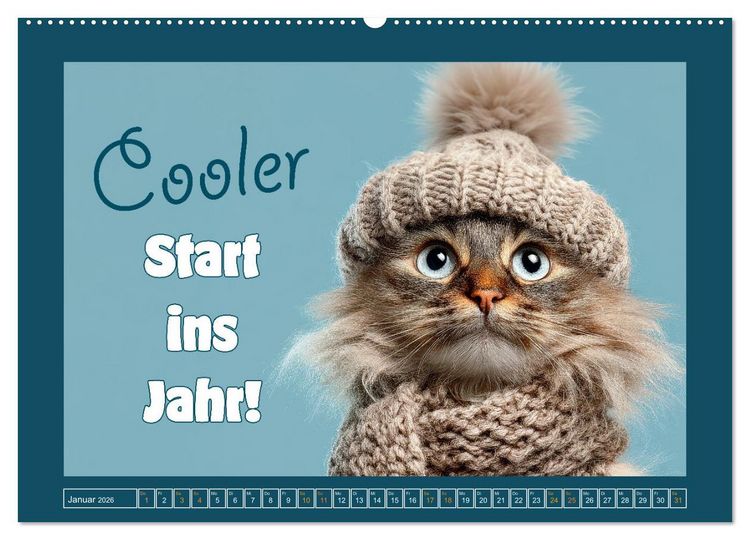 Produktbild: Katzenhumor - Ein Jahr voller Flauschalarm (Wandkalender 2026 DIN A2 quer), CALVENDO Monatskalender
