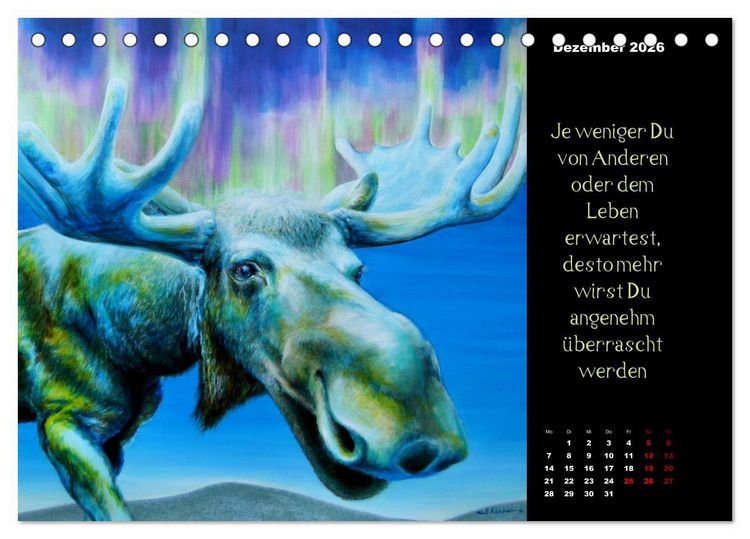 Produktbild: Die Botschaft der Krafttiere (Tischkalender 2026 DIN A5 quer), CALVENDO Monatskalender