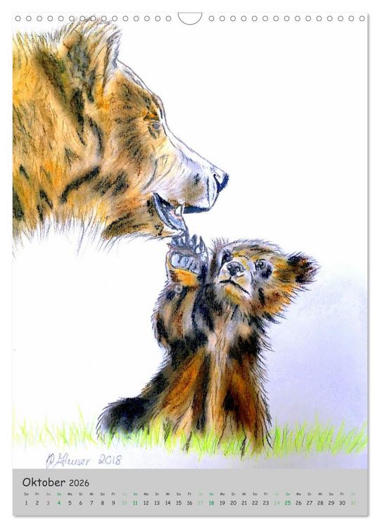 Produktbild: PortraiTierART Zauberhafte Tierzeichnungen (Wandkalender 2026 DIN A3 hoch), CALVENDO Monatskalender