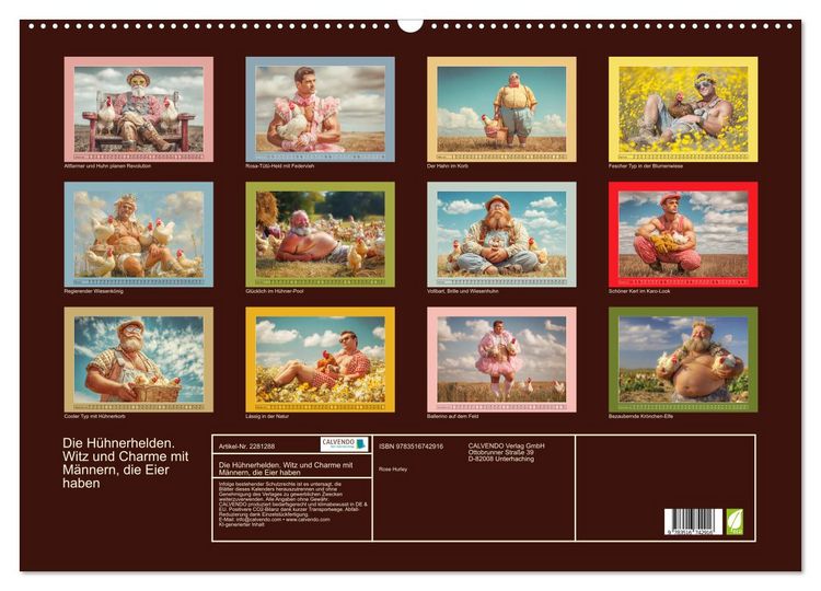 Produktbild: Die H&uuml;hnerhelden. Witz und Charme mit M&auml;nnern, die Eier haben (Wandkalender 2026 DIN A2 quer), CALVENDO Monatskalender
