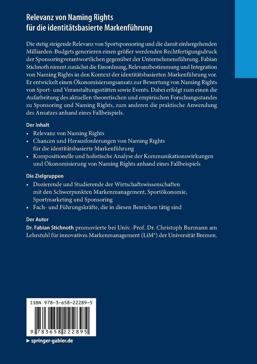 Produktbild: Relevanz von Naming Rights f&uuml;r die identit&auml;tsbasierte Markenf&uuml;hrung