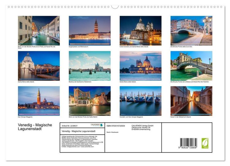 Produktbild: Venedig - Magische Lagunenstadt (hochwertiger Premium Wandkalender 2026 DIN A2 quer), Kunstdruck in Hochglanz