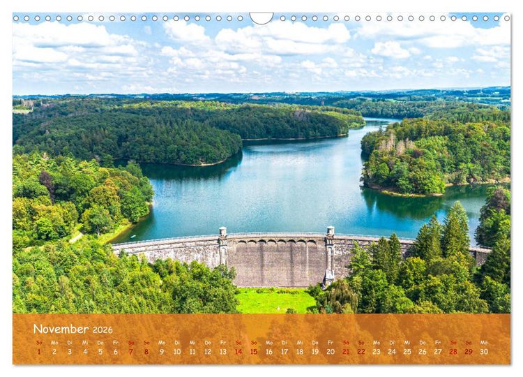 Produktbild: Talsperren der Wupper und ihrer Nebenfl&uuml;sse aus der Vogelperspektive (Wandkalender 2026 DIN A3 quer), CALVENDO Monatskalender