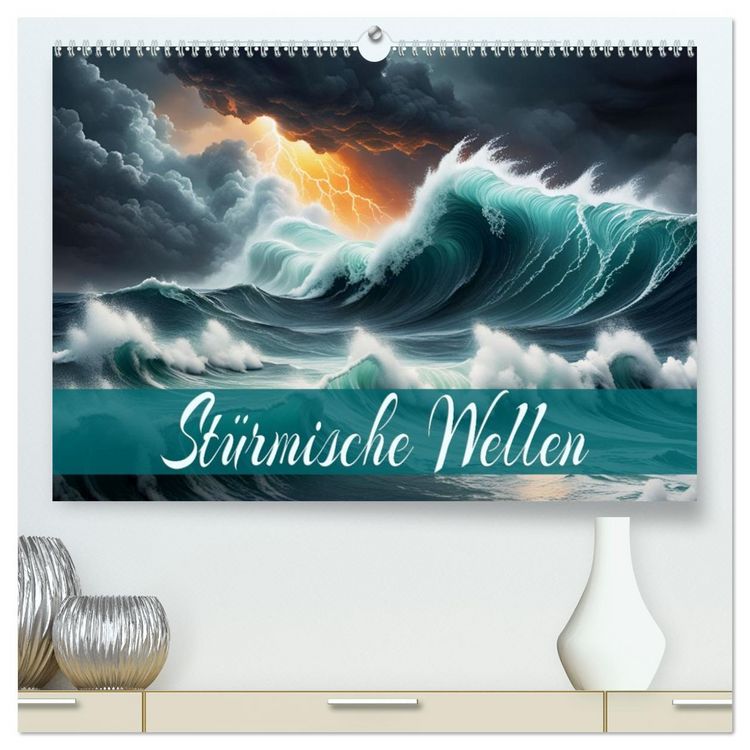 Produktbild: St&uuml;rmische Wellen (hochwertiger Premium Wandkalender 2026 DIN A2 quer), Kunstdruck in Hochglanz