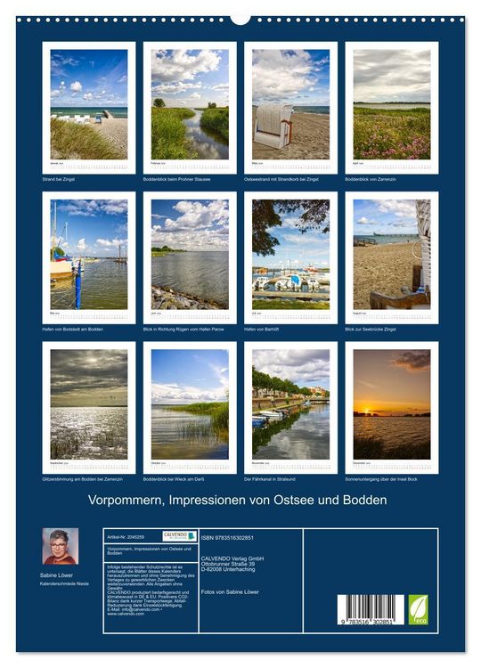 Produktbild: Vorpommern, Impressionen von Ostsee und Bodden (hochwertiger Premium Wandkalender 2026 DIN A2 hoch), Kunstdruck in Hochglanz