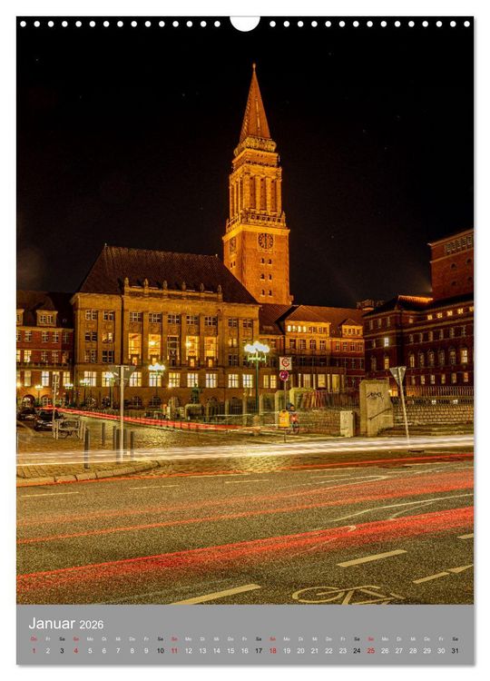 Produktbild: Kiel im Dunkeln. (Wandkalender 2026 DIN A3 hoch), CALVENDO Monatskalender