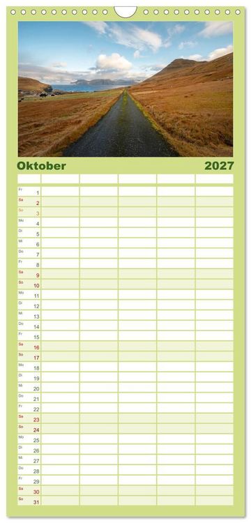 Produktbild: Familienplaner 2027 - F&Auml;R&Ouml;ER INSELN - Herbstlichter mit 5 Spalten (Wandkalender, 21 x 45 cm) CALVENDO