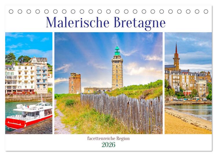 Produktbild: Malerische Bretagne - facettenreiche Region (Tischkalender 2026 DIN A5 quer), CALVENDO Monatskalender