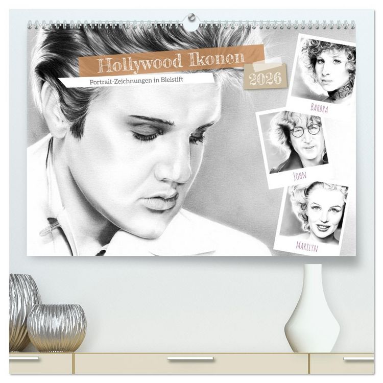 Produktbild: Hollywood Ikonen in Bleistift (hochwertiger Premium Wandkalender 2026 DIN A2 quer), Kunstdruck in Hochglanz