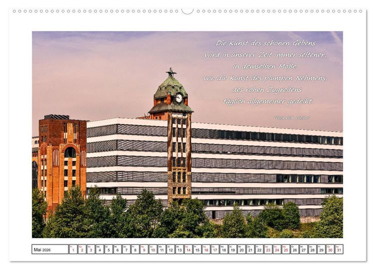 Produktbild: D&uuml;sseldorfer Ansichten mit Zitaten von Heinrich Heine (Wandkalender 2026 DIN A2 quer), CALVENDO Monatskalender
