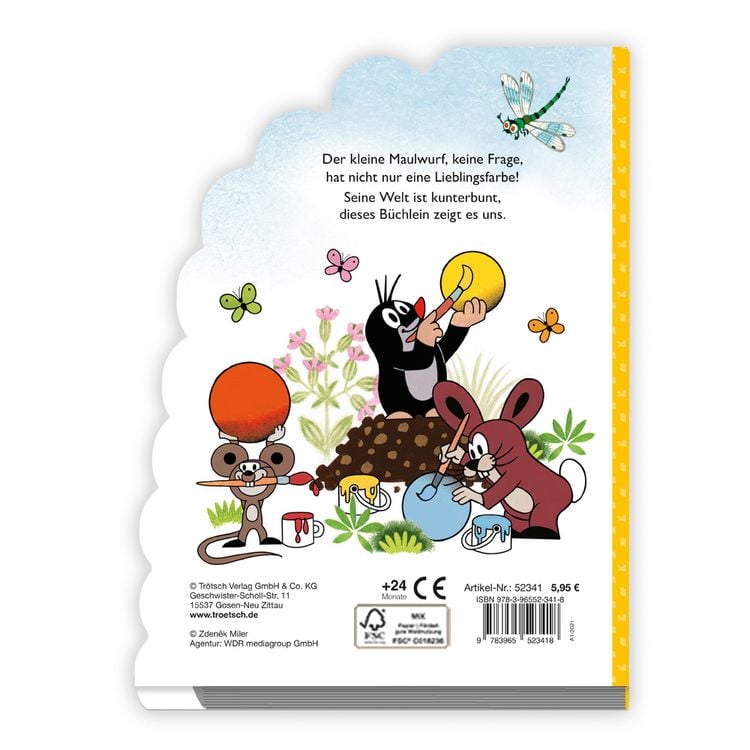 Produktbild: Tr&ouml;tsch Der kleine Maulwurf Pappenbuch mit Register Meine allerersten Farben