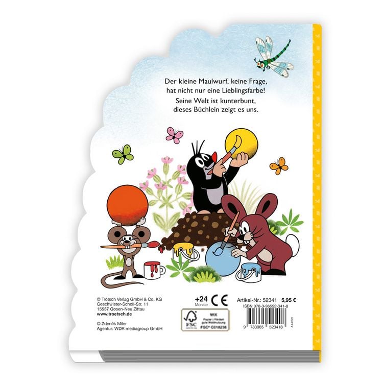 Produktbild: Tr&ouml;tsch Der kleine Maulwurf Pappenbuch mit Register Meine allerersten Farben