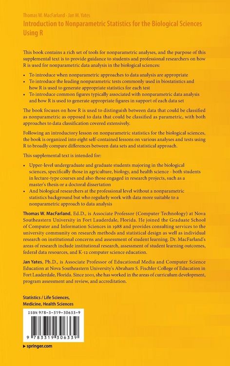 Produktbild: Introduction to Nonparametric Statistics for the Biological Sciences Using R