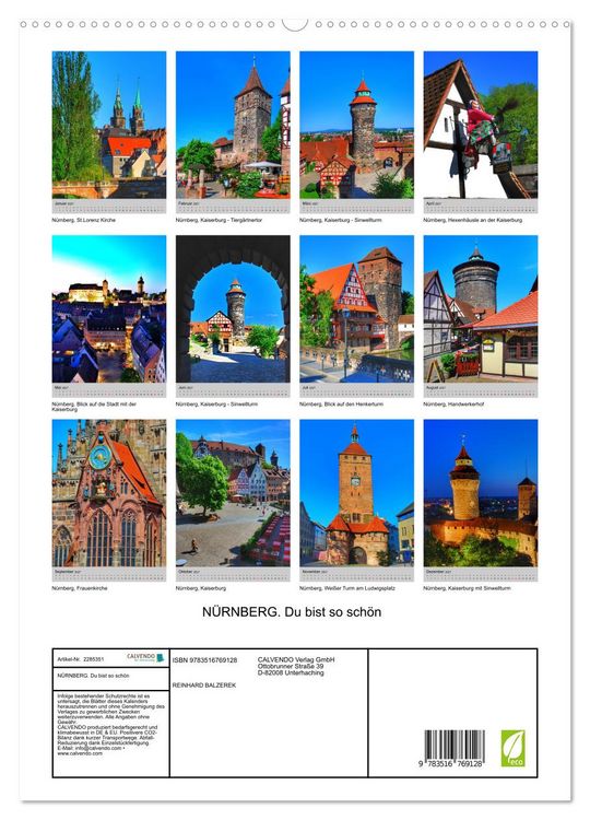 Produktbild: N&Uuml;RNBERG. Du bist so sch&ouml;n (hochwertiger Premium Wandkalender 2027 DIN A2 hoch), Kunstdruck in Hochglanz