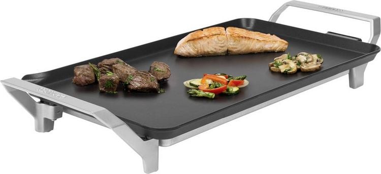 Produktbild: Princess Table Chef Premium XL Elektro Teppan Yaki Tischgrill mit manueller Temperatureinstellung Silber (matt), Schwarz