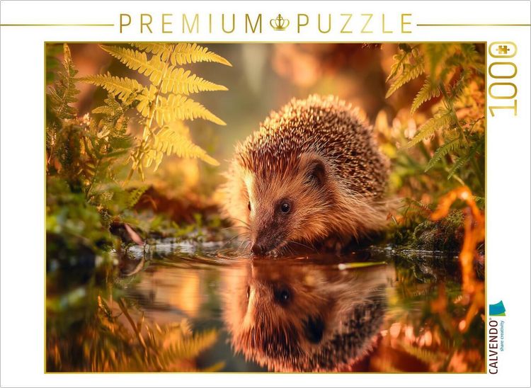 Produktbild: CALVENDO Puzzle Ein Schluck Sommer, der Igel stillt seinen Durst | 1000 Teile Lege-Gr&ouml;&szlig;e 64x48cm Foto-Puzzle f&uuml;r gl&uuml;ckliche Stunden