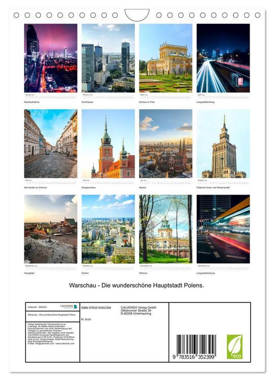 Produktbild: Warschau - Die wundersch&ouml;ne Hauptstadt Polens. (Wandkalender 2026 DIN A4 hoch), CALVENDO Monatskalender